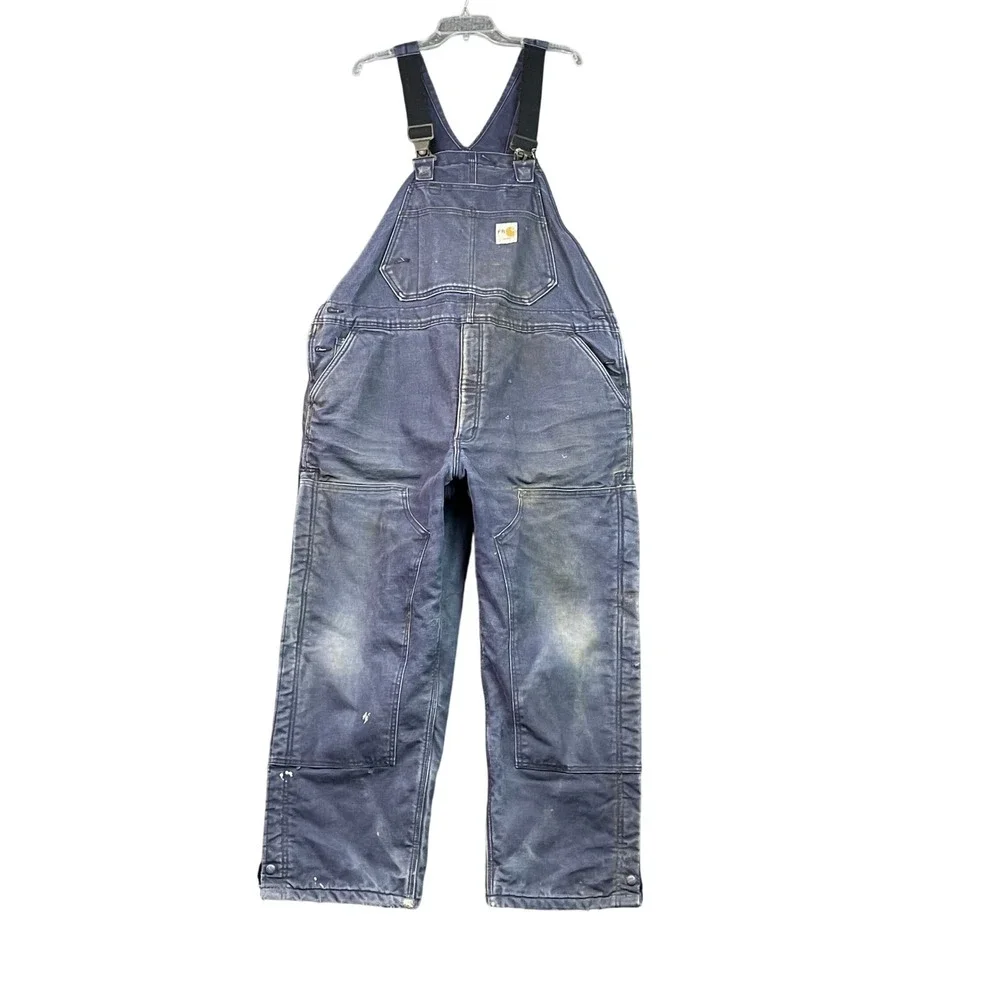Carhartt Overalls Mens 44x28 Blue FR Flame Resistant Duck Canvas Double Knee Bib